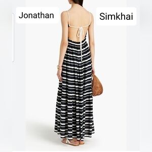 BNWT  Jonathan Simkhai Swim Maxi Stripe Dress with nautical halter straps